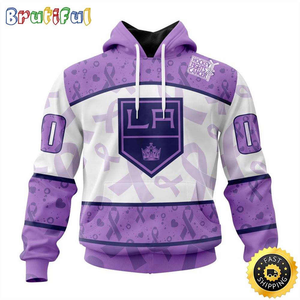 Personalized NHL Los Angeles Kings Special Lavender Hockey Fights Cancer All Over Print 3D Hoodie Unisex Hoodie Tshirt Sweatshirt 1 pehrob