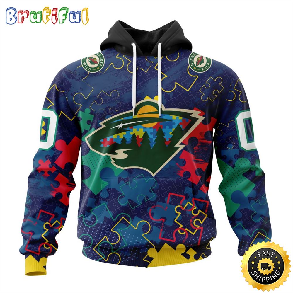 Personalized NHL Minnesota Wild Specialized Fearless Against Autism All Over Print 3D Hoodie Unisex Hoodie 1 d8qqap