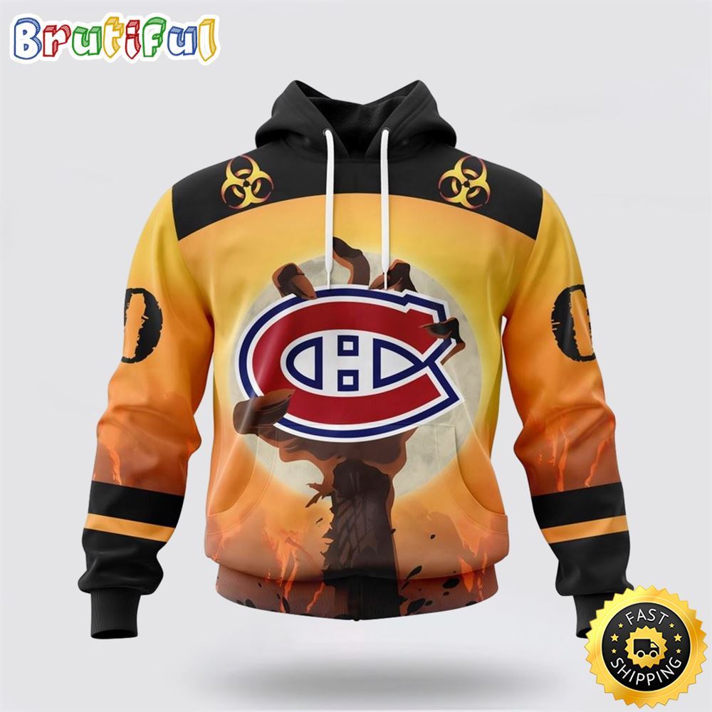 Personalized NHL Montreal Canadiens All Over Print 3D Hoodie Special Zombie Design For Halloween 1 nynlie