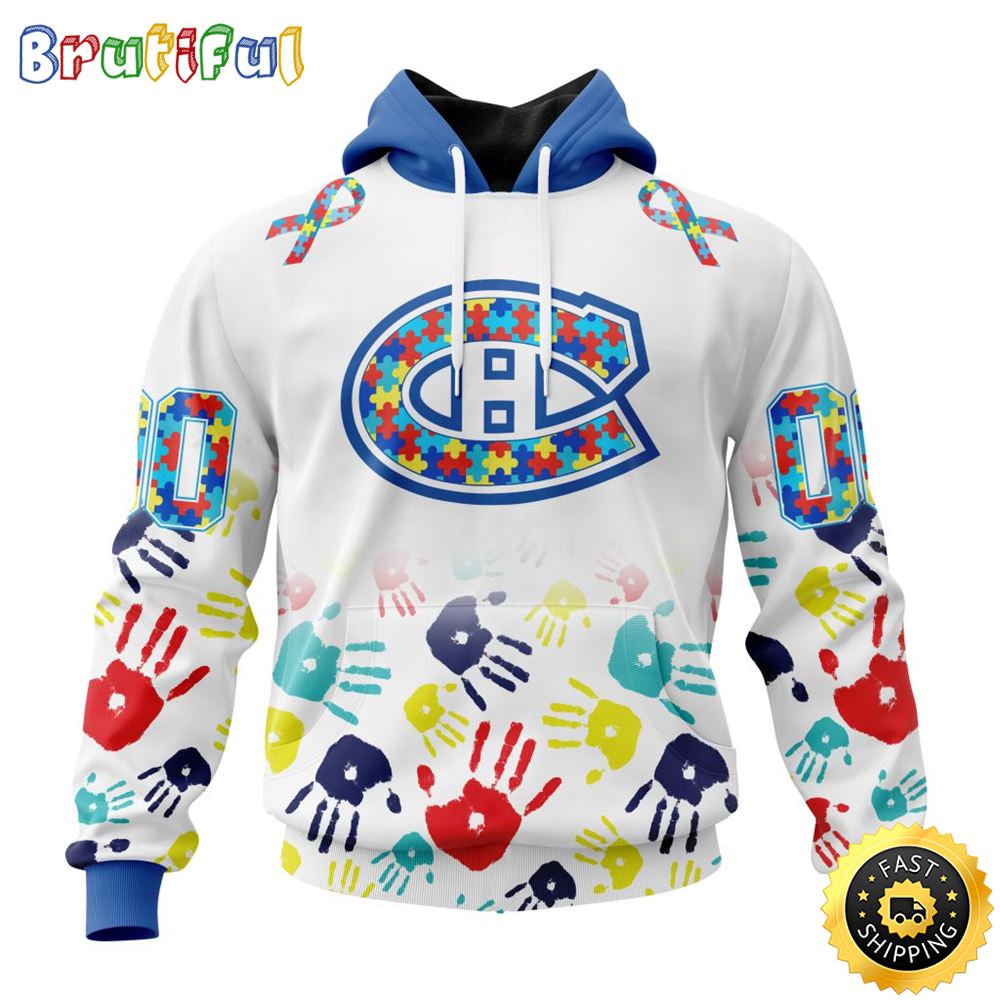 Personalized NHL Montreal Canadiens Autism Awareness Hands Design All Over Print 3D Hoodie Unisex Hoodie 1 j9cq2p