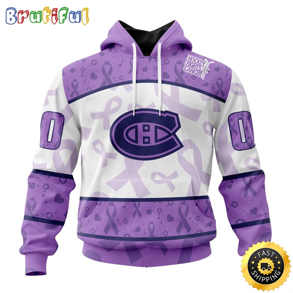 Personalized NHL Montreal Canadiens Special Lavender Hockey Fights Cancer All Over Print 3D Hoodie Unisex Hoodie Tshirt Sweatshirt 1 mojvlc