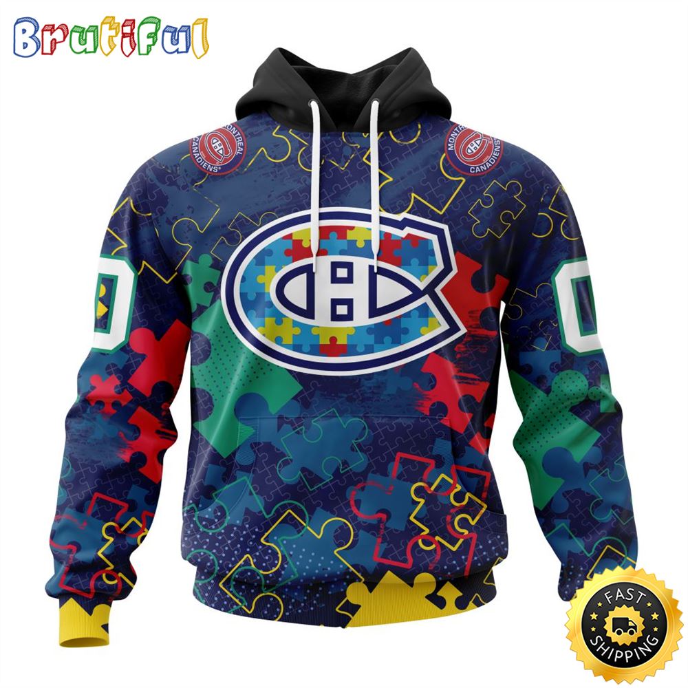 Personalized NHL Montreal Canadiens Specialized Fearless Against Autism All Over Print 3D Hoodie Unisex Hoodie 1 ffw231