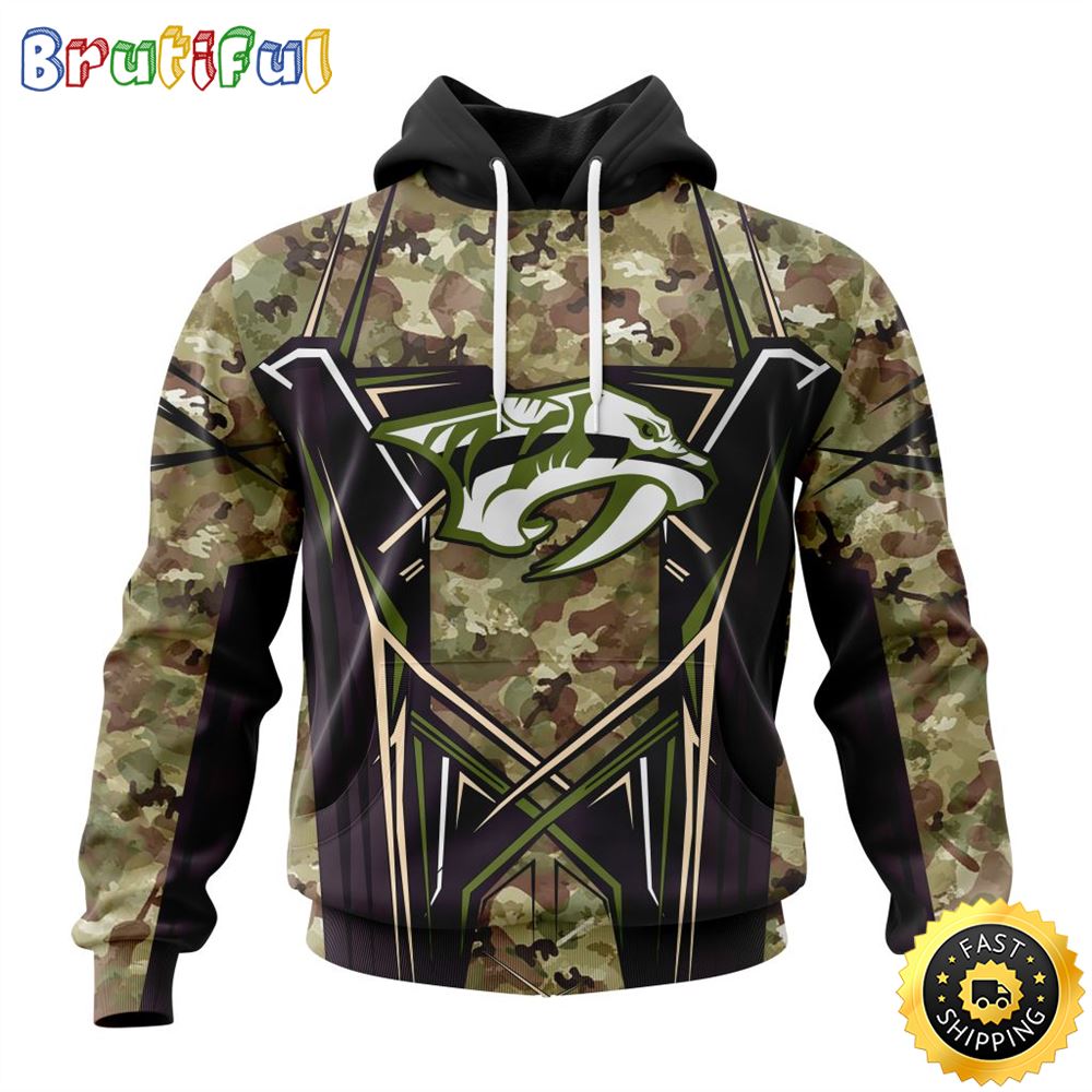 Personalized NHL Nashville Predators Hoodie Special Camo Color Design All Over Print 3D Unisex Hoodie 1 ozlmik