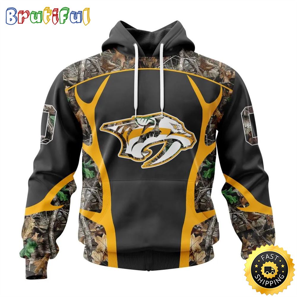 Personalized NHL Nashville Predators Hoodie Special Camo Hunting Design All Over Print 3D Unisex Hoodie 1 dlcyfu