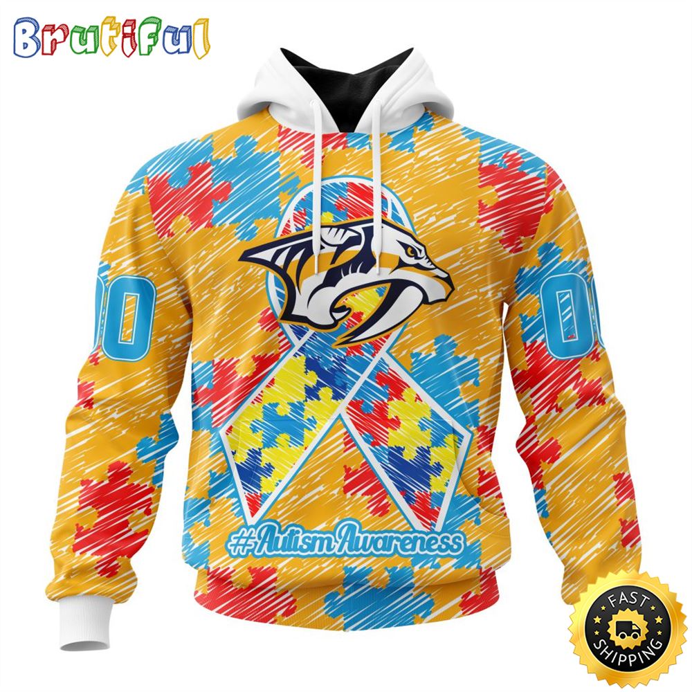 Personalized NHL Nashville Predators Special Autism Awareness Month All Over Print 3D Hoodie Unisex Hoodie 1 l4gepw