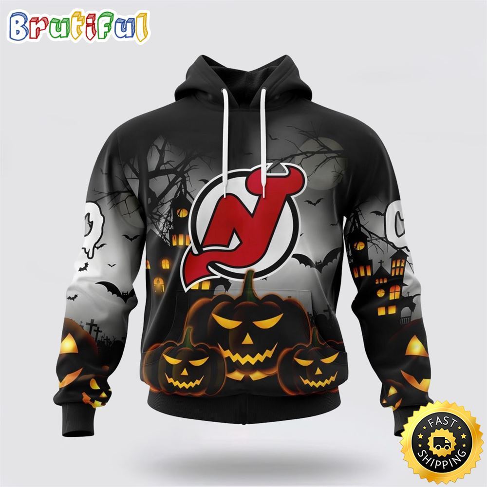 Personalized NHL New Jersey Devils All Over Print 3D Hoodie Special Design Pumpkins For Halloween 1 frlgai