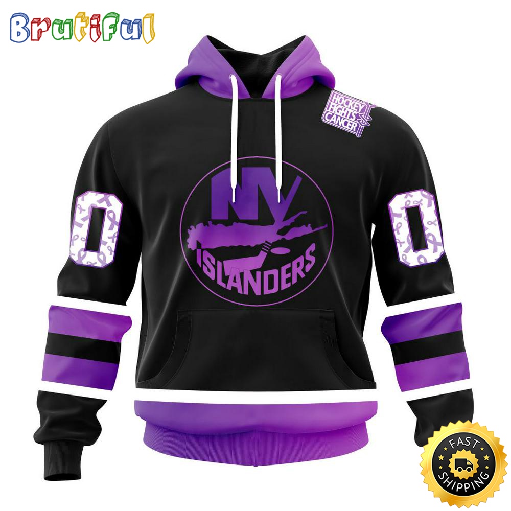 Personalized NHL New York Islanders Hoodie Special Black Hockey Fights Cancer All Over Print 3D Hoodie Unisex Hoodie 1 qzo33z
