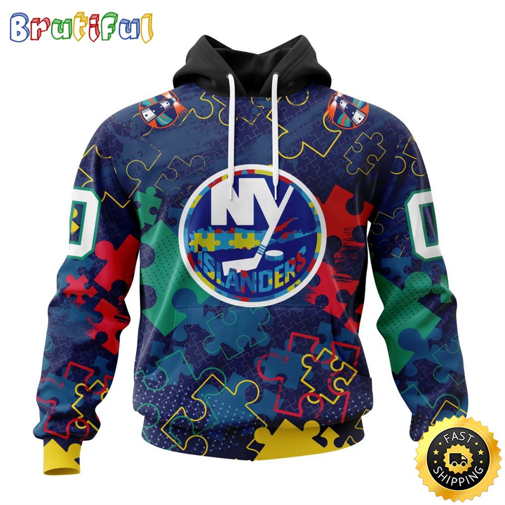 Personalized NHL New York Islanders Specialized Fearless Against Autism All Over Print 3D Hoodie Unisex Hoodie 1 npajsz