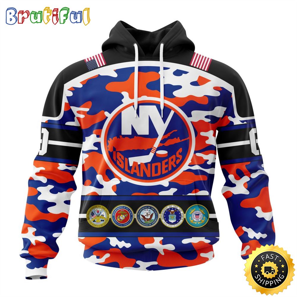 Personalized NHL New York Islanders With Camo Team Color And Military Force Logo All Over Print 3D Hoodie Unisex Hoodie Tshirt Sweatshirt 1 phkwvy