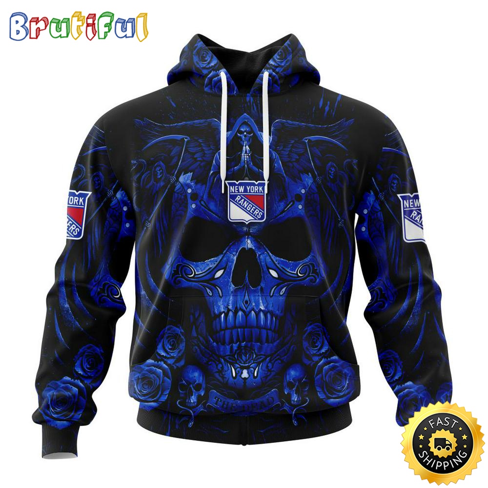 Personalized NHL New York Rangers Hoodie Special Design With Skull Art All Over Print 3D Hoodie Unisex Tshirt Hoodie 1 ymojfi