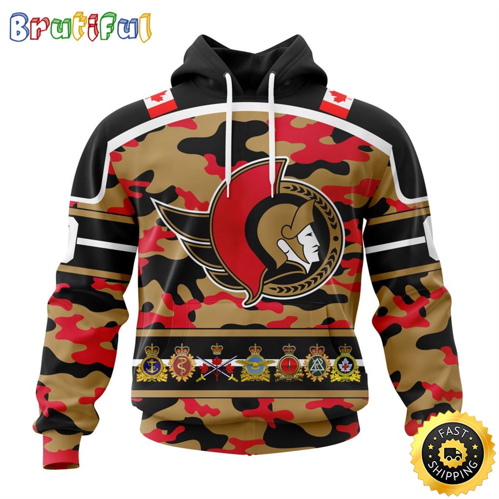Personalized NHL Ottawa Senators With Camo Team Color And Military Force Logo All Over Print 3D Hoodie Unisex Hoodie Tshirt Sweatshirt 1 ohsf0q