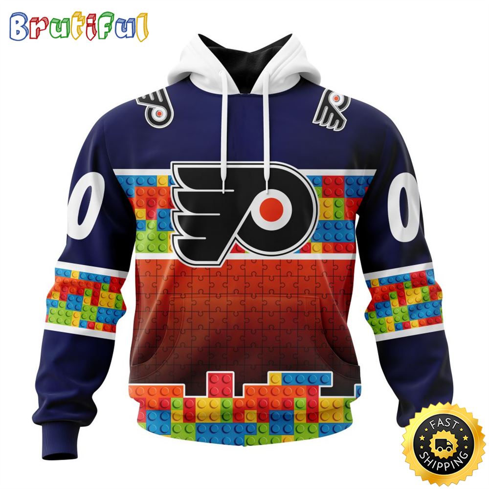 Personalized NHL Philadelphia Flyers All Over Print 3D Hoodie Autism Awareness Design Unisex Hoodie 1 kqyuv5