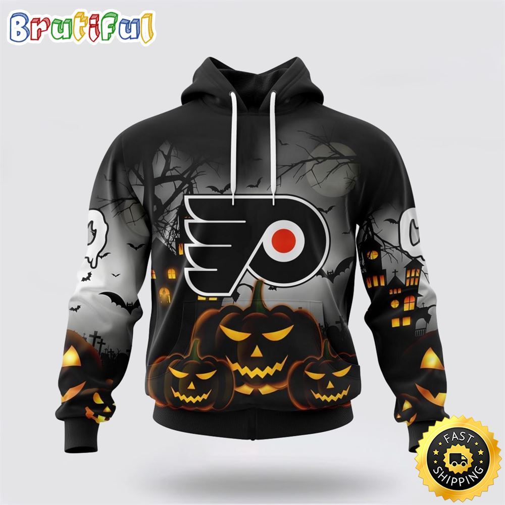 Personalized NHL Philadelphia Flyers All Over Print 3D Hoodie Special Design Pumpkins For Halloween 1 bbdb9v
