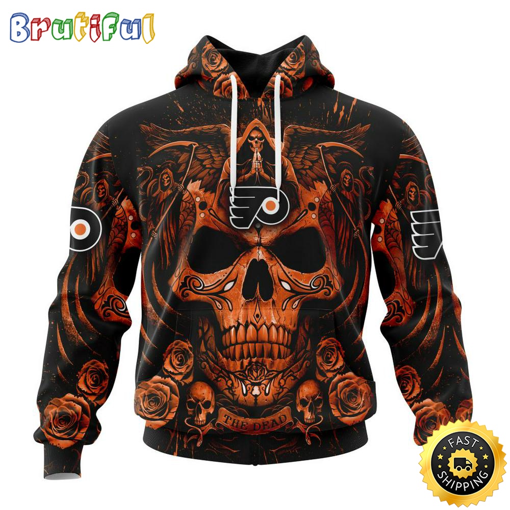 Personalized NHL Philadelphia Flyers Hoodie Special Design With Skull Art All Over Print 3D Hoodie Unisex Tshirt Hoodie 1 rphmht