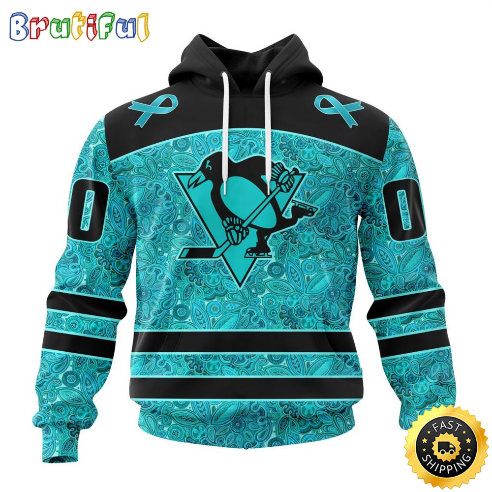 Personalized NHL Pittsburgh Penguins All Over Print 3D Hoodie Special Design Fight Ovarian Cancer Gift For Football Fans 1 p3xghv