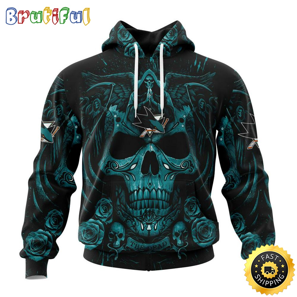 Personalized NHL San Jose Sharks Hoodie Special Design With Skull Art All Over Print 3D Hoodie Unisex Tshirt Hoodie 1 ifhhjp
