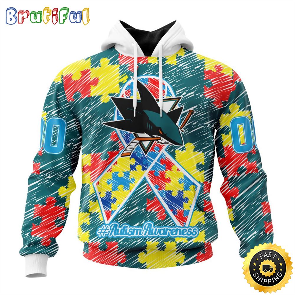 Personalized NHL San Jose Sharks Special Autism Awareness Month All Over Print 3D Hoodie Unisex Hoodie 1 p9a8pu