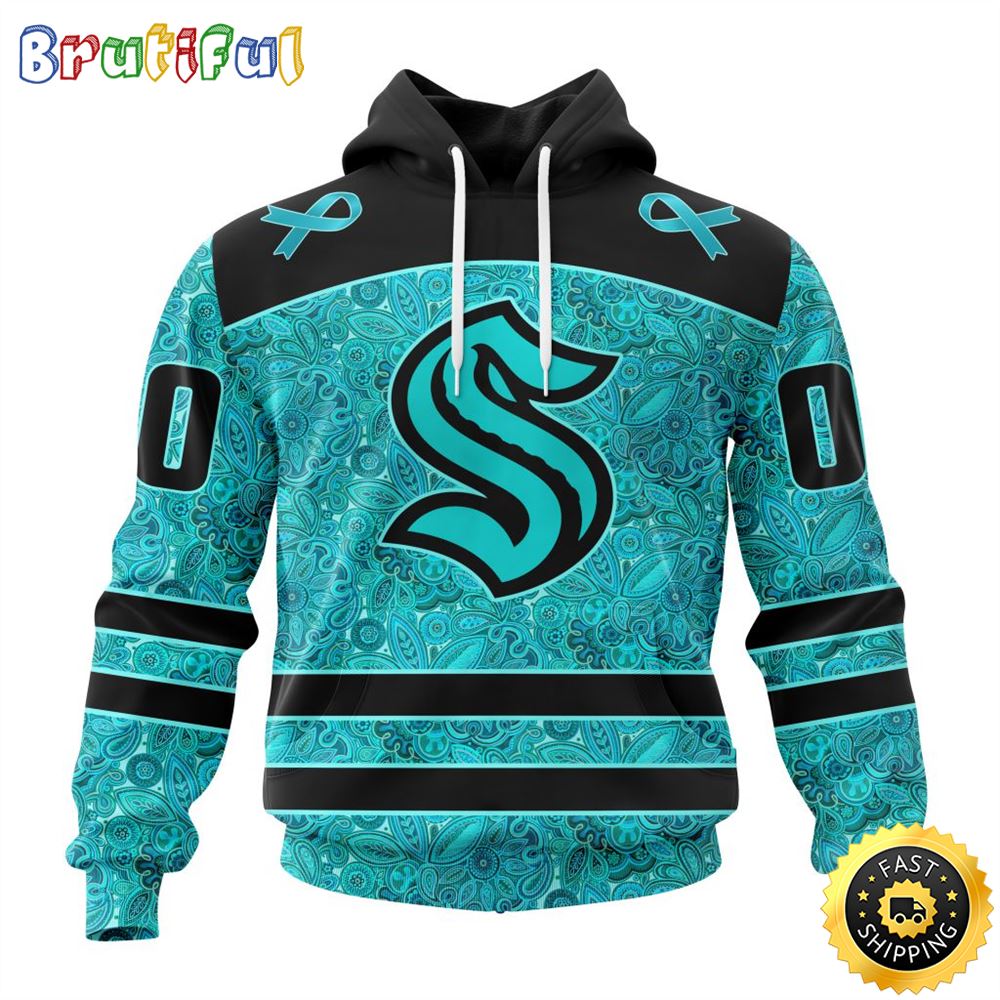 Personalized NHL Seattle Kraken All Over Print 3D Hoodie Special Design Fight Ovarian Cancer Gift For Football Fans 1 en45ha