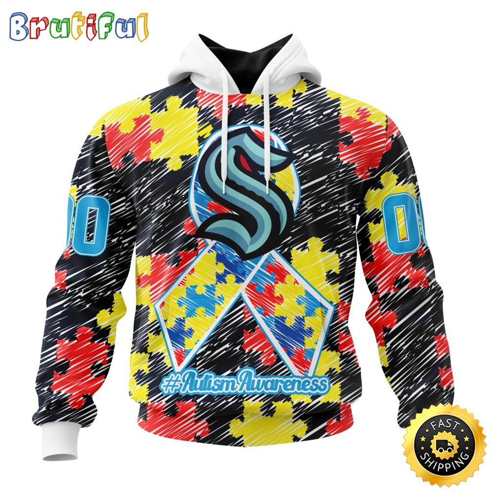 Personalized NHL Seattle Kraken Special Autism Awareness Month All Over Print 3D Hoodie Unisex Hoodie 1 m590h7