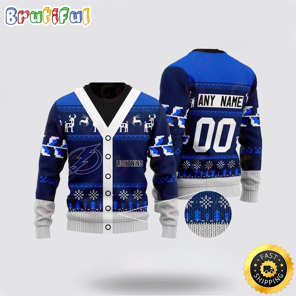 Personalized NHL Tampa Bay Lightning Elk Pattern Ugly Christmas Sweater Perfect Gift For Football Fans 1 sqar3x