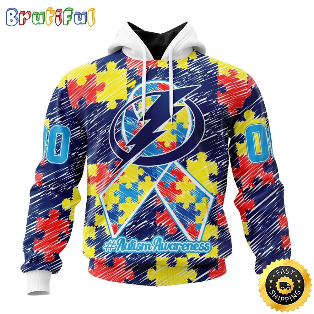 Personalized NHL Tampa Bay Lightning Special Autism Awareness Month All Over Print 3D Hoodie Unisex Hoodie 1 znu0ft