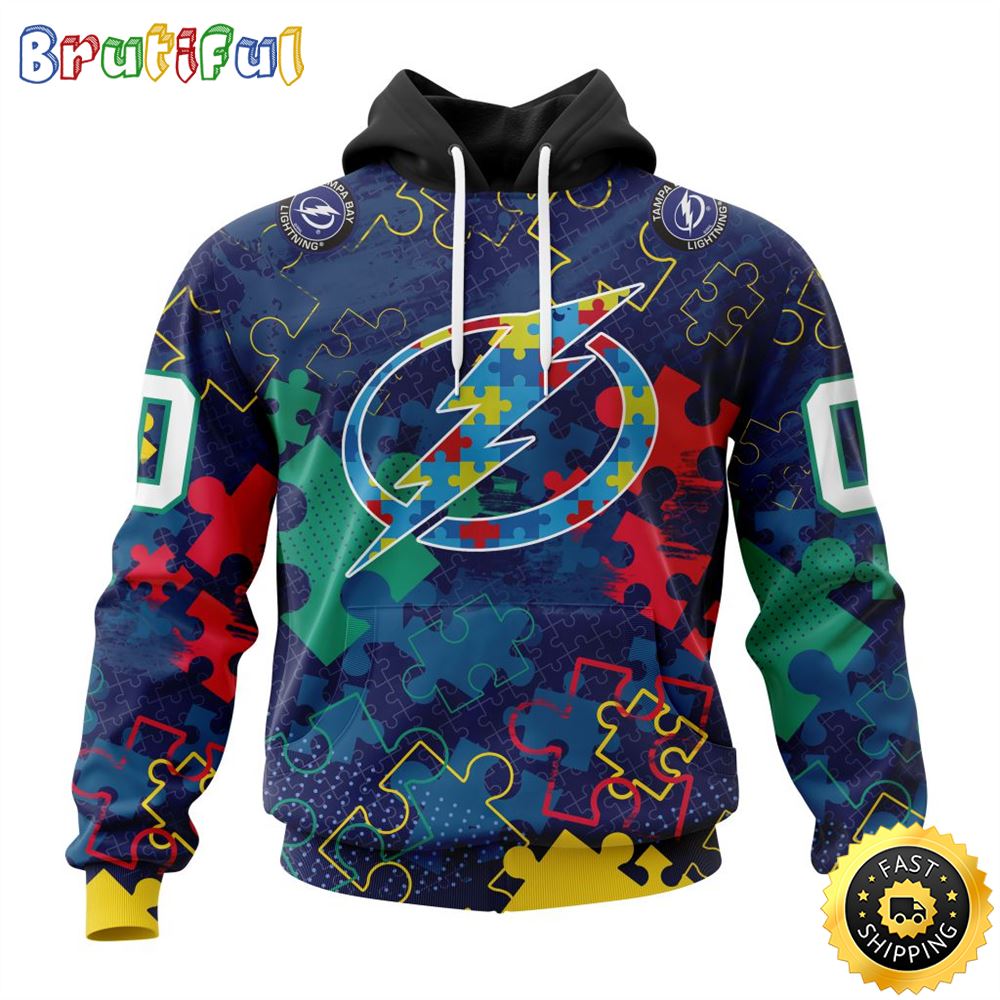 Personalized NHL Tampa Bay Lightning Specialized Fearless Against Autism All Over Print 3D Hoodie Unisex Hoodie 1 agpiuu