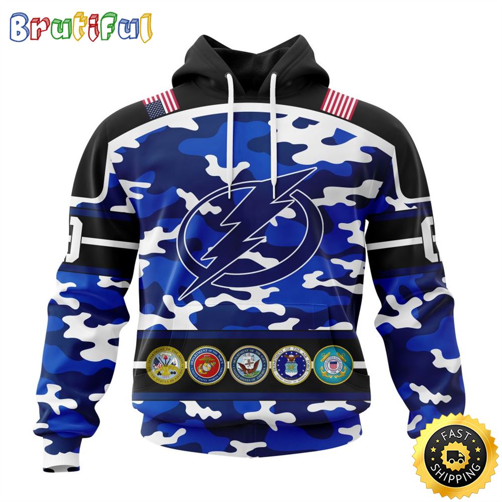 Personalized NHL Tampa Bay Lightning With Camo Team Color And Military Force Logo All Over Print 3D Hoodie Unisex Hoodie Tshirt Sweatshirt 1 ftlinm