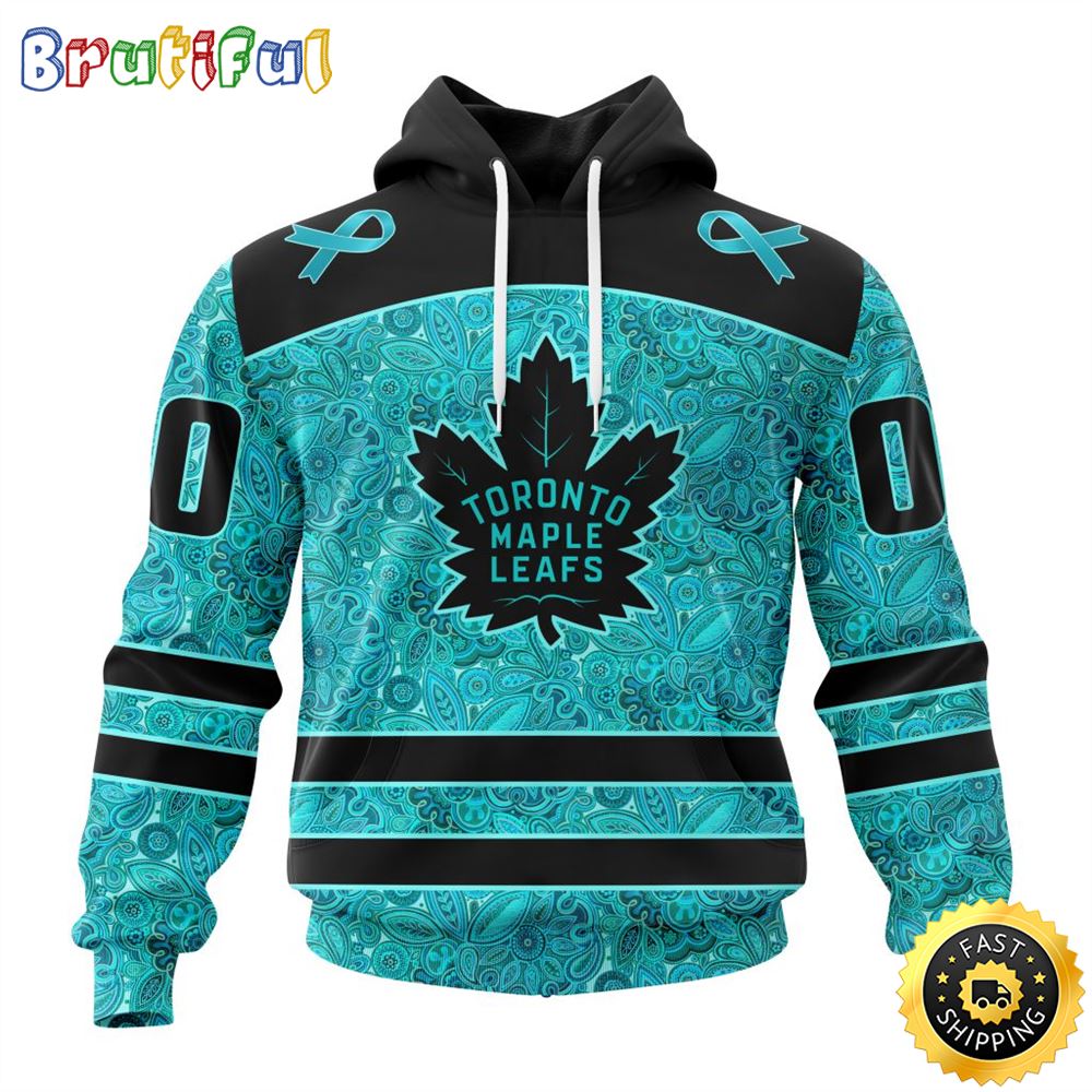 Personalized NHL Toronto Maple Leafs All Over Print 3D Hoodie Special Design Fight Ovarian Cancer Gift For Football Fans 1 aadkdy