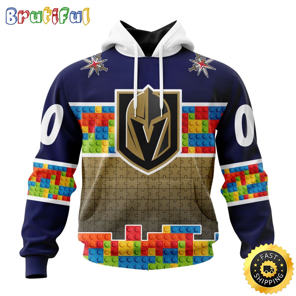 Personalized NHL Vegas Golden Knights All Over Print 3D Hoodie Autism Awareness Design Unisex Hoodie 1 tup0cb