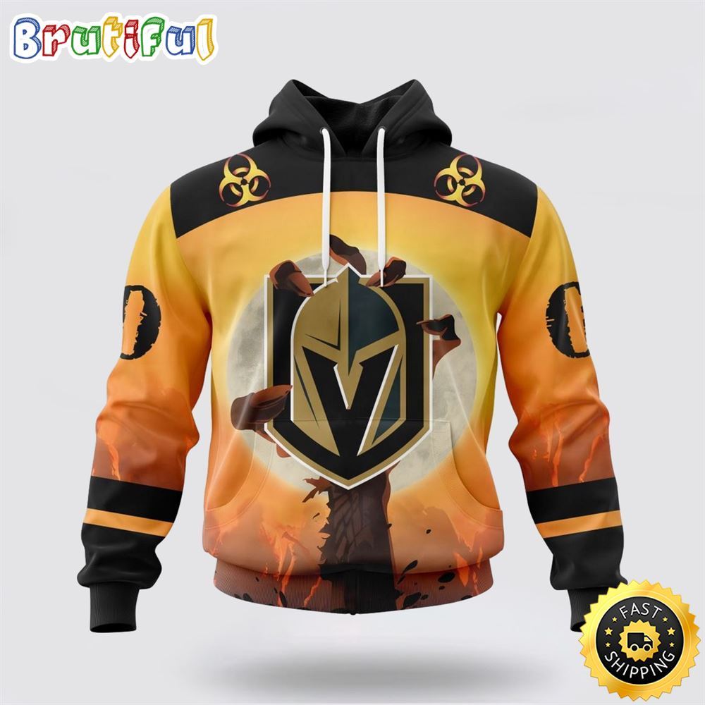 Personalized NHL Vegas Golden Knights All Over Print 3D Hoodie Special Zombie Design For Halloween 1 grku48