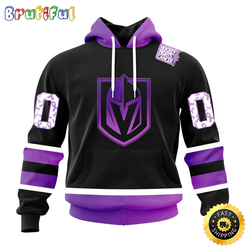 Personalized NHL Vegas Golden Knights Hoodie Special Black Hockey Fights Cancer All Over Print 3D Hoodie Unisex Hoodie 1 aggt2l