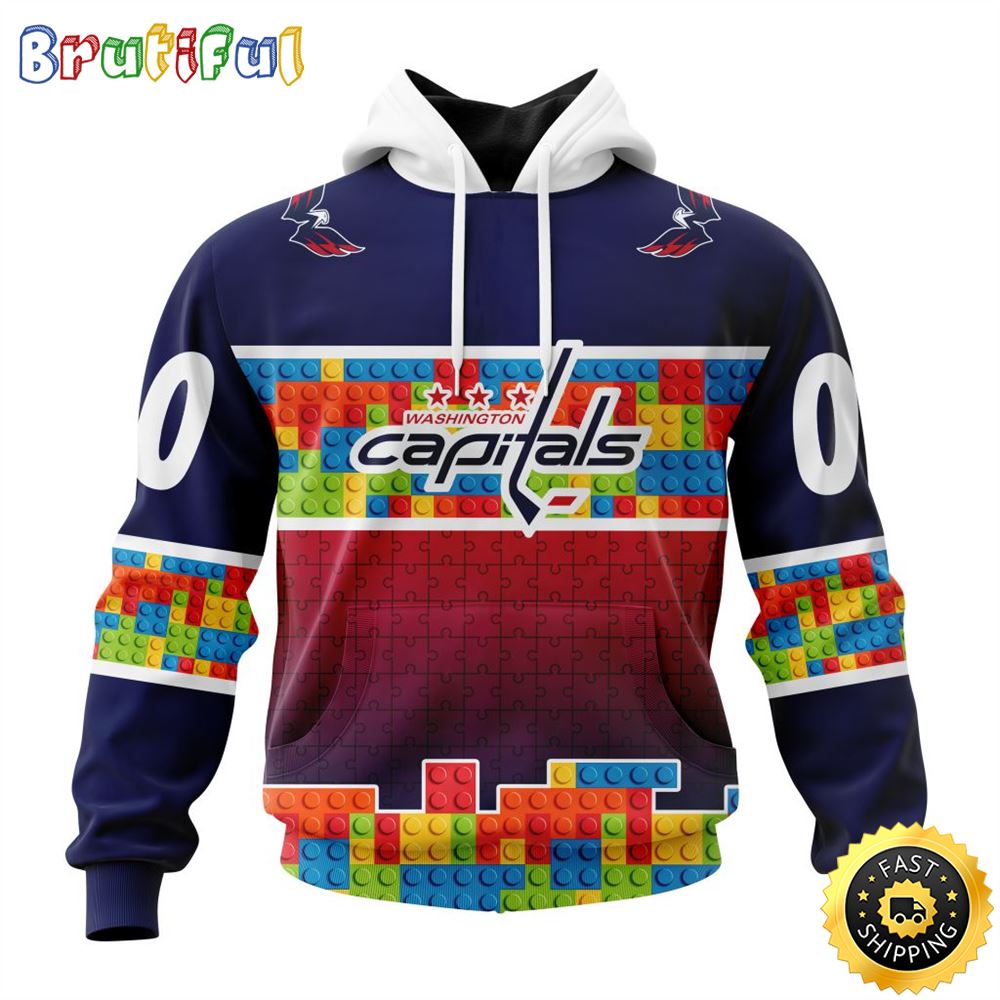 Personalized NHL Washington Capitals All Over Print 3D Hoodie Autism Awareness Design Unisex Hoodie 1 bqcu4o