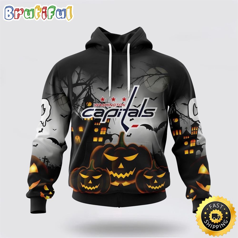 Personalized NHL Washington Capitals All Over Print 3D Hoodie Special Design Pumpkins For Halloween 1 ruvwf4