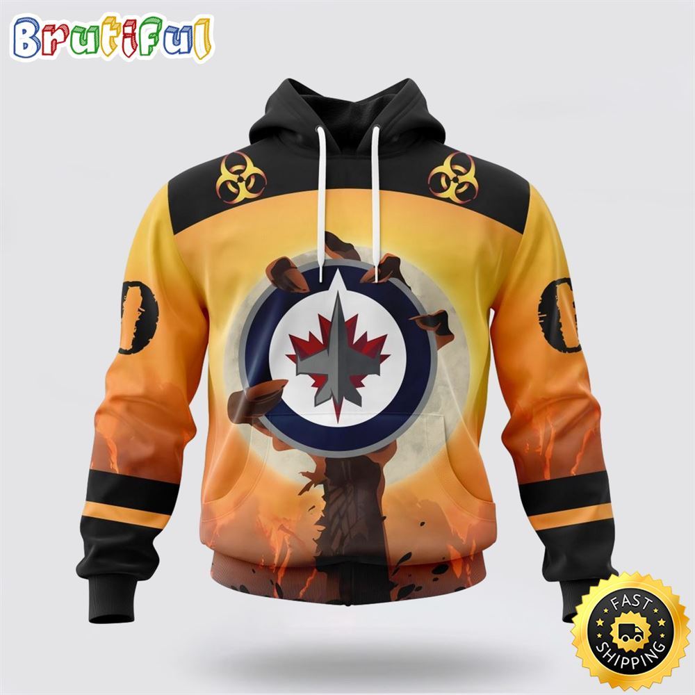 Personalized NHL Winnipeg Jets All Over Print 3D Hoodie Special Zombie Design For Halloween 1 b70qrn