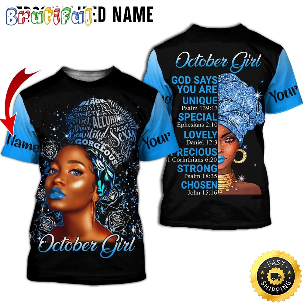 Personalized October Girl God Says Lovely All Over Print 3D T Shirt Gift For Woman 1 yfpvok