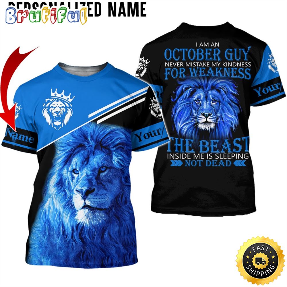 Personalized October Lion Guy The Devil Inside All Over Print 3D T Shirt Gift For Man 1 qblxo4