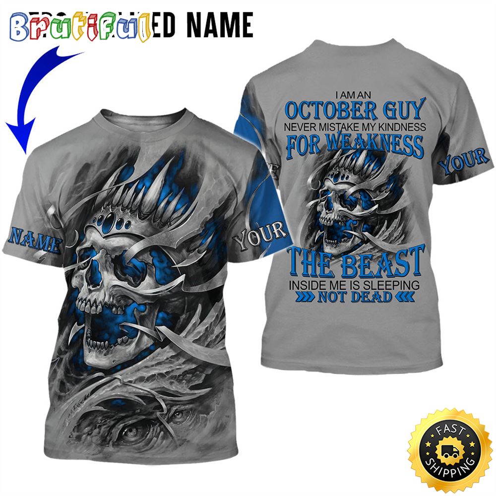 Personalized October Skull Guy Not Dead All Over Print 3D T Shirt Gift For Man 1 yliv2x