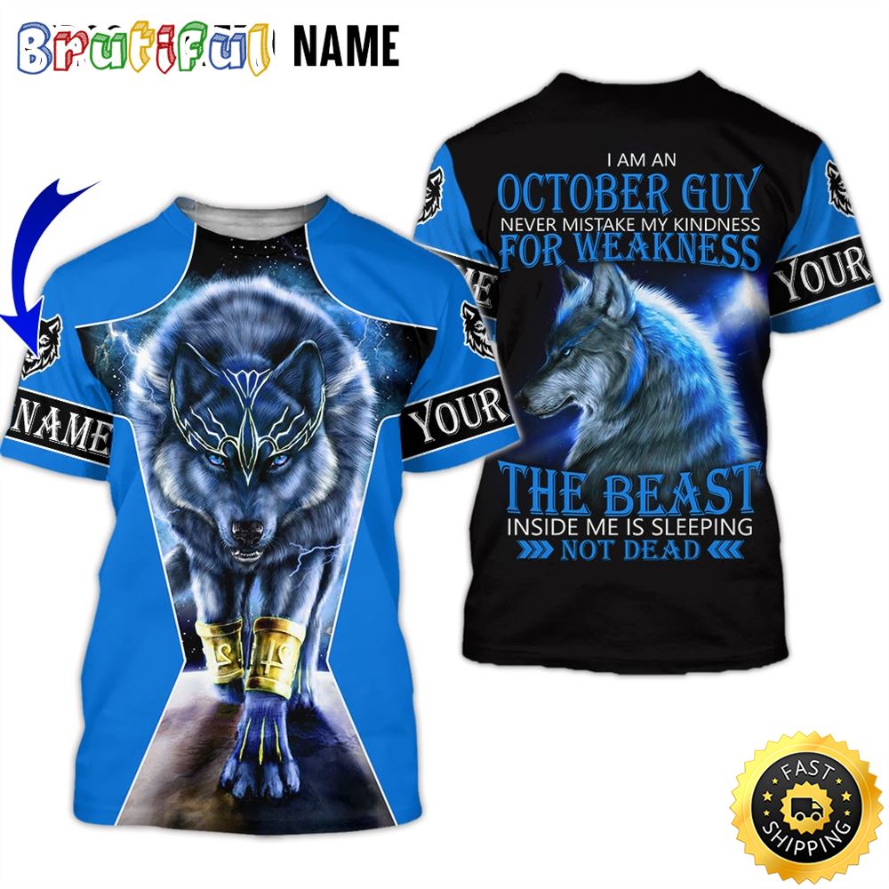 Personalized October Wolf Guy The Devil Inside All Over Print 3D T Shirt Gift For Man 1 c8qhzm