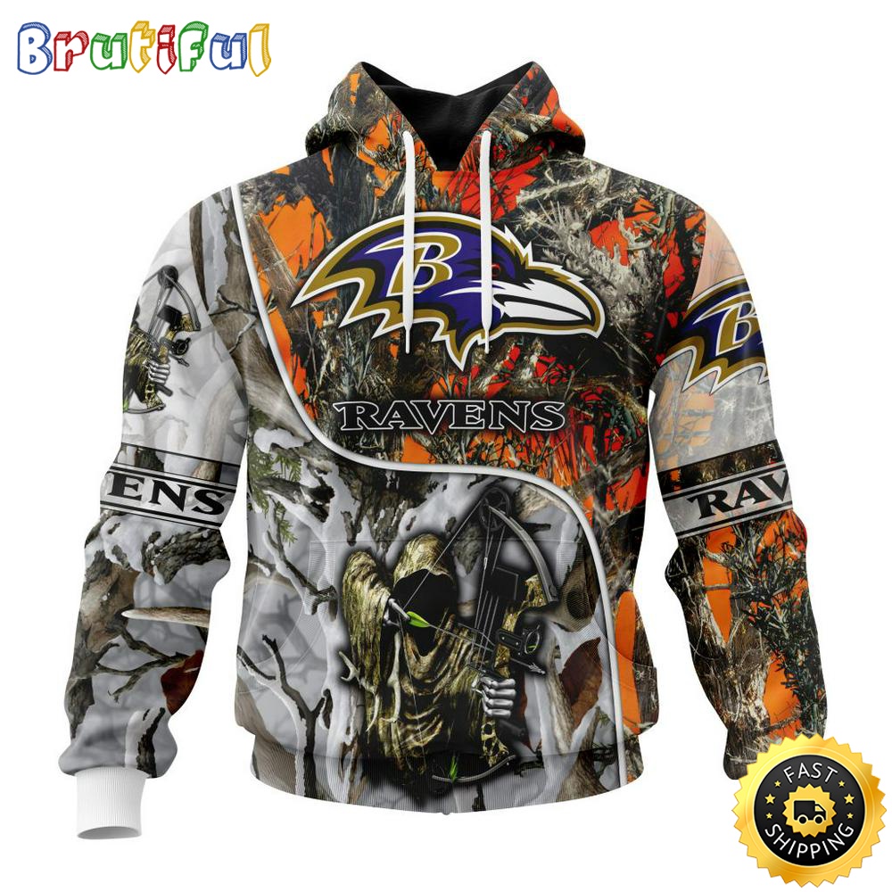 Personalized Personalized NFL Baltimore Ravens Hoodie Special Fall And Winter Bow Hunting All Over Print 3D Hoodie po3fze