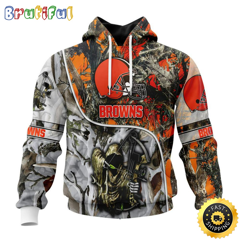 Personalized Personalized NFL Cleveland Browns Hoodie Special Fall And Winter Bow Hunting All Over Print 3D Hoodie kunny4