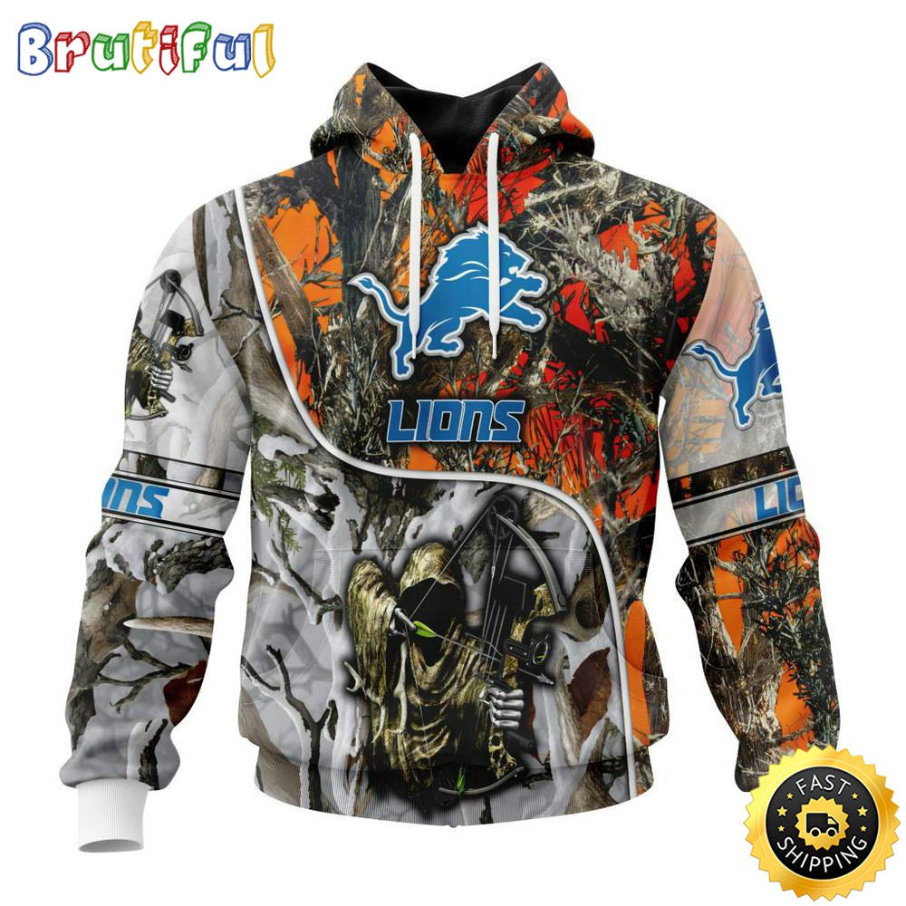Personalized Personalized NFL Detroit Lions Hoodie Special Fall And Winter Bow Hunting All Over Print 3D Hoodie qqxmhd