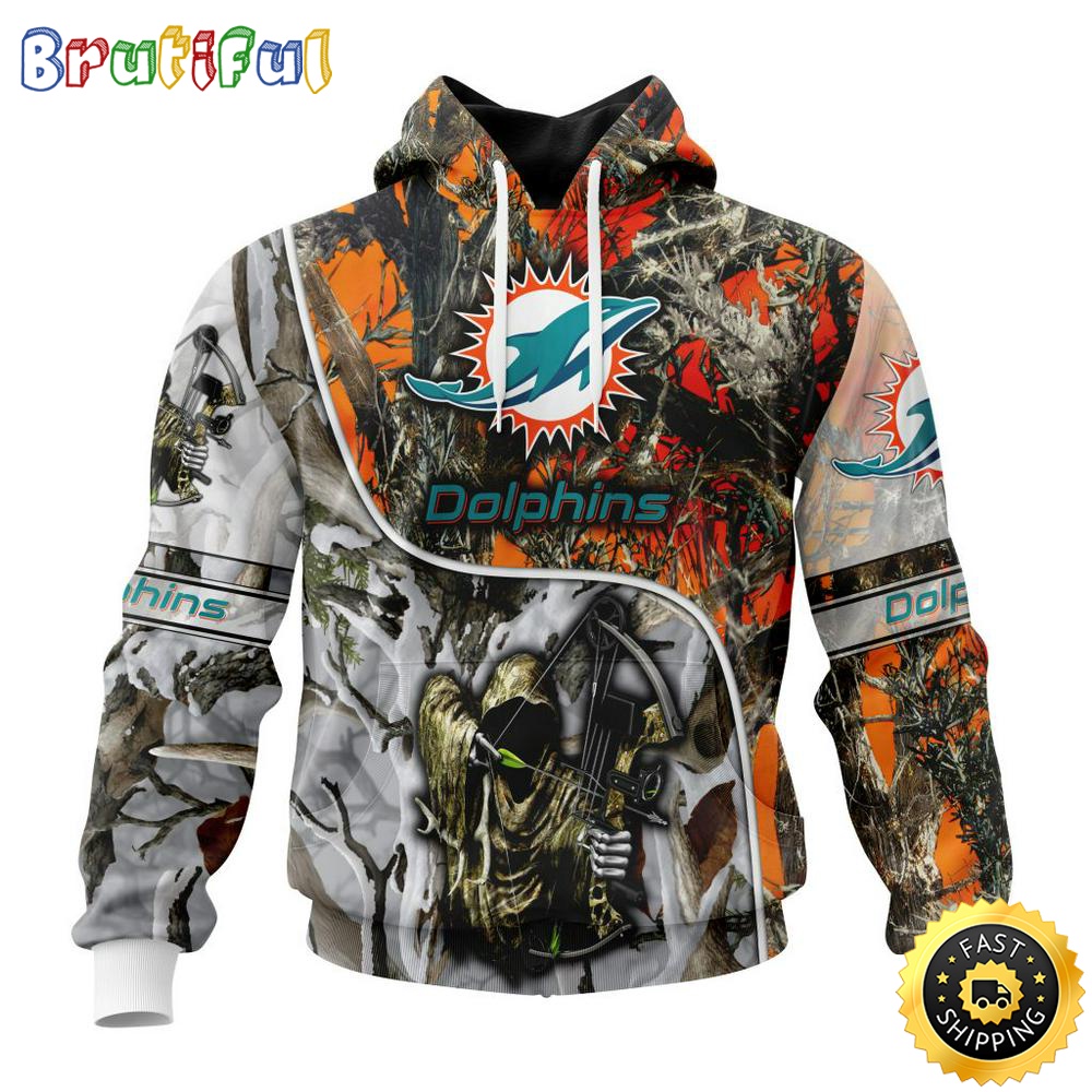 Personalized Personalized NFL Miami Dolphins Hoodie Special Fall And Winter Bow Hunting All Over Print 3D Hoodie woxlws