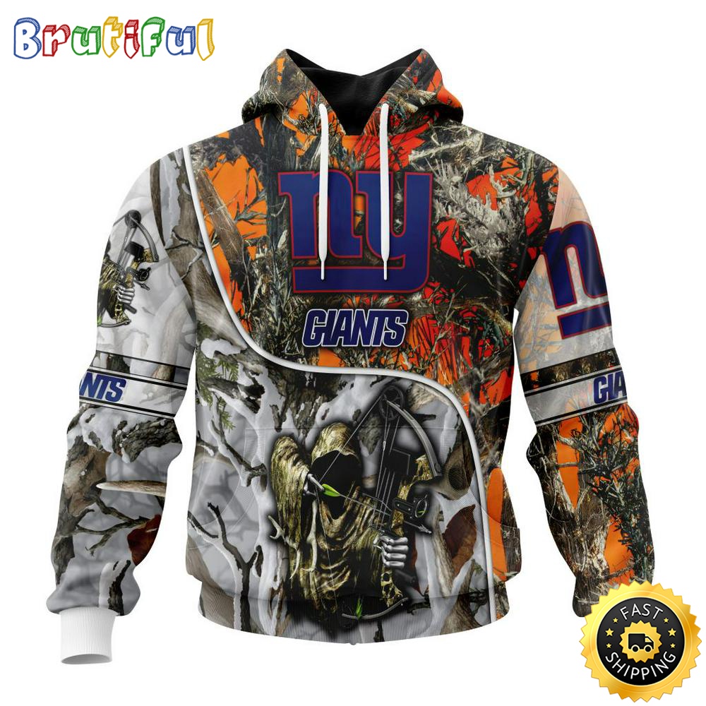 Personalized Personalized NFL New York Giants Hoodie Special Fall And Winter Bow Hunting All Over Print 3D Hoodie osnpys