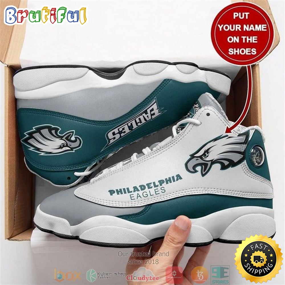 Personalized Philadelphia Eagles Nfl Big Logo Football Team Air Jordan 13 Sneaker Shoes wsvsnq