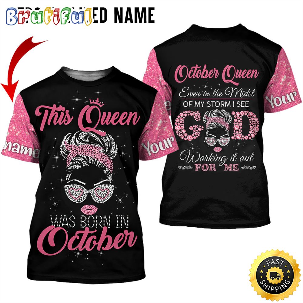 Personalized Pink October Girl God Working It Out All Over Print 3D T Shirt Gift For Woman 1 hfrota