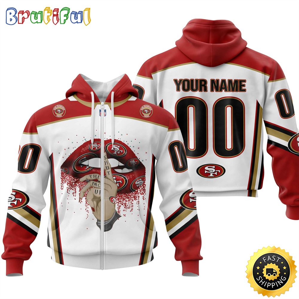 Personalized San Francisco 49ers All Over Print Zip Hoodie 3D Please Control A mouth Unisex Zip Hoodie 1 pubrg6