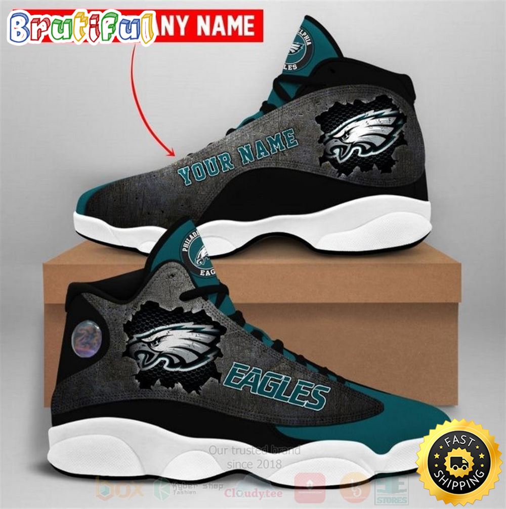 Philadelphia Eagles Nfl Big Logo Football Team Custom Name Air Jordan 13 Shoes bhi8lo