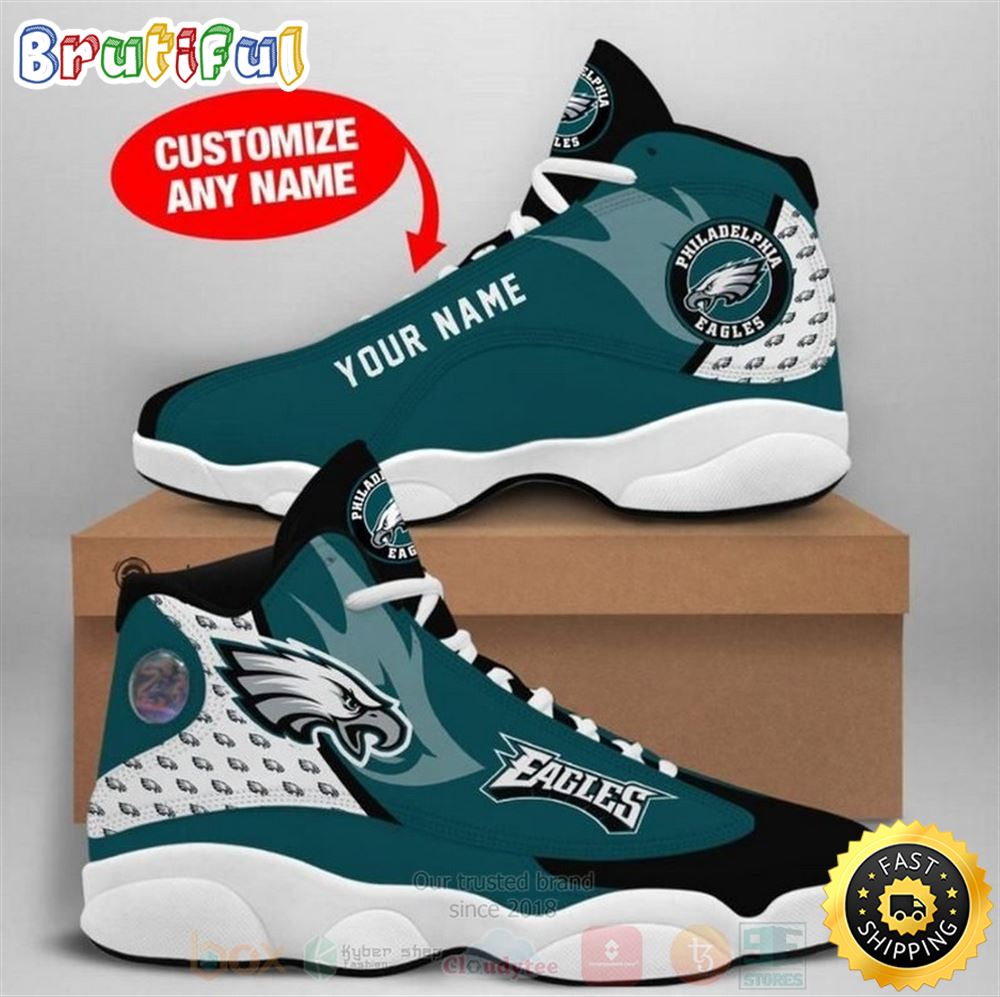 Philadelphia Eagles Nfl Custom Name Air Jordan 13 Shoes 2 hz7zms