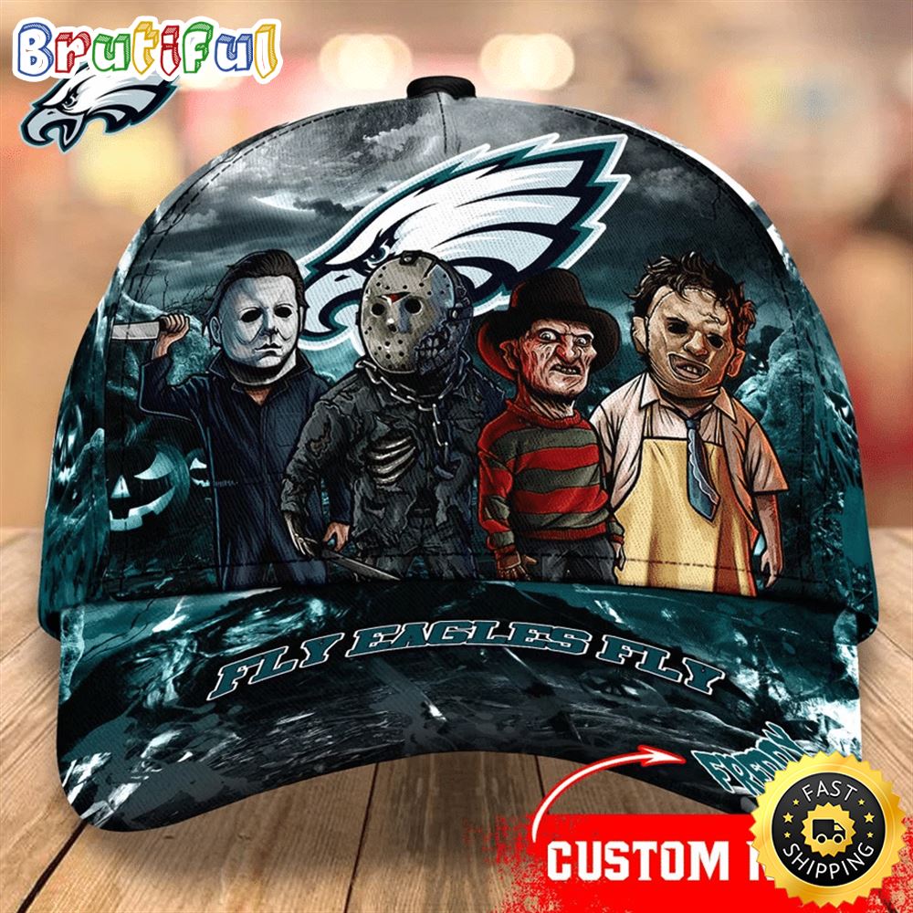 Philadelphia Eagles Nfl Personalized Trending Cap Mixed Horror Movie Characters xpd2b3