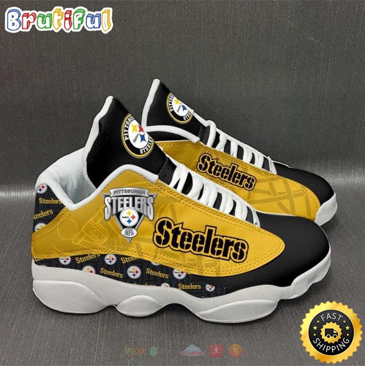 Steeler Nation - Steelers Black & Yellow Fila Disrupters Platform Sneakers M11 Pittsburgh Steelers Custom Air Force 1s - Etsy main image 4